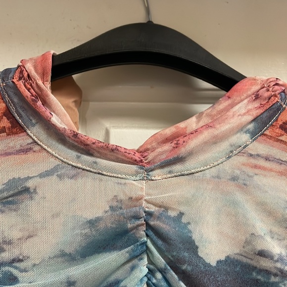 Wild Fable Multi colored Ruched Mini Dress Size L - Picture 3 of 6